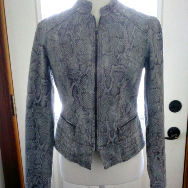 Whbm Gorgeous Python Printed Moto Jacket